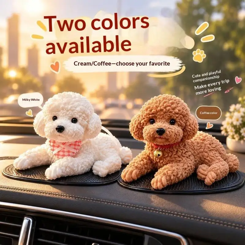 Cute Realistic Lying Dog Model Creative Car Dashboard Ornament Waterproof Resin Auto Interior Decor for Driver Gifts