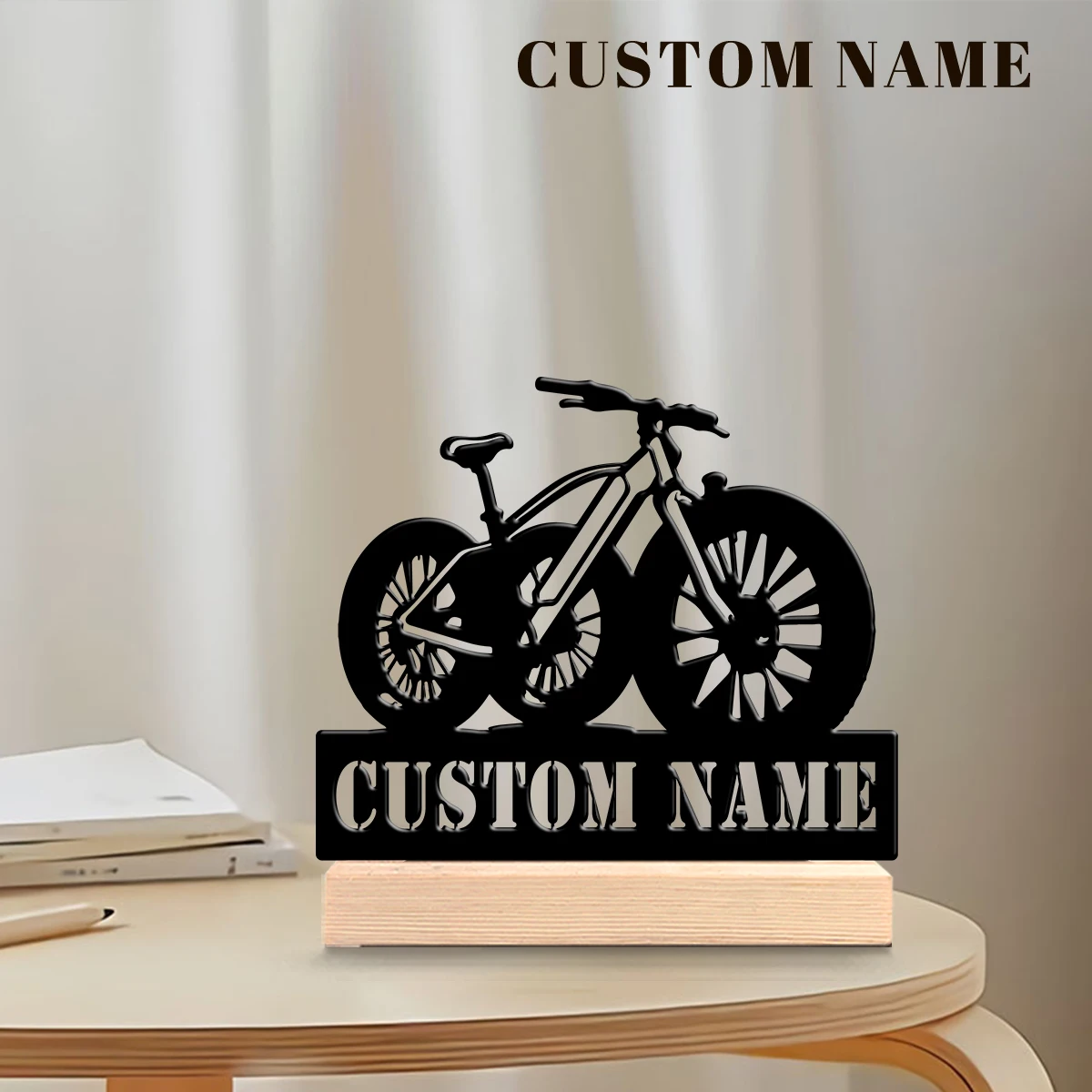 1pc Metal Desktop Decoration Customizable Content With Wooden Base Holiday Gifts for Family and Friends