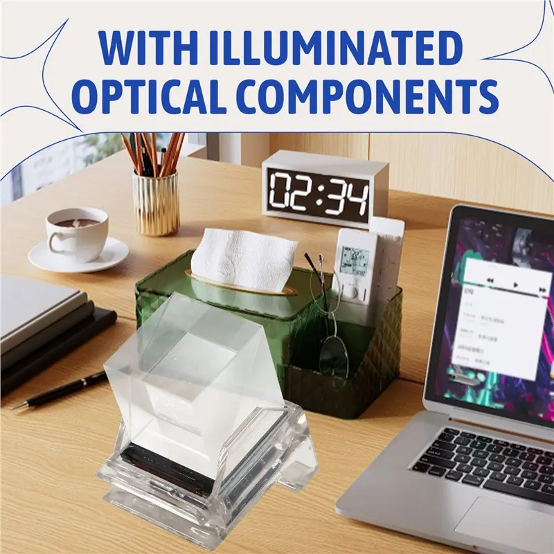 T31C-Transparent Miniature TV With Pseudo-Holographic Optical Components, Illuminated Ornament Transparent Crystal Lamp Base