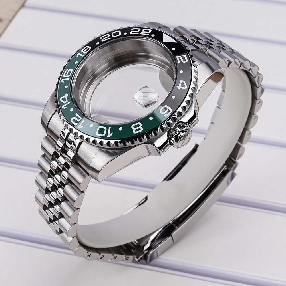 40mm NH35 Uhrengehäuse Saphir für GMT SUB Yacht NH34 NH35 NH36 4R 7S Miyota8215 DG 2813 ETA2824 Jubilee-Armband 8215 Gehäuse MOD – Detail 5