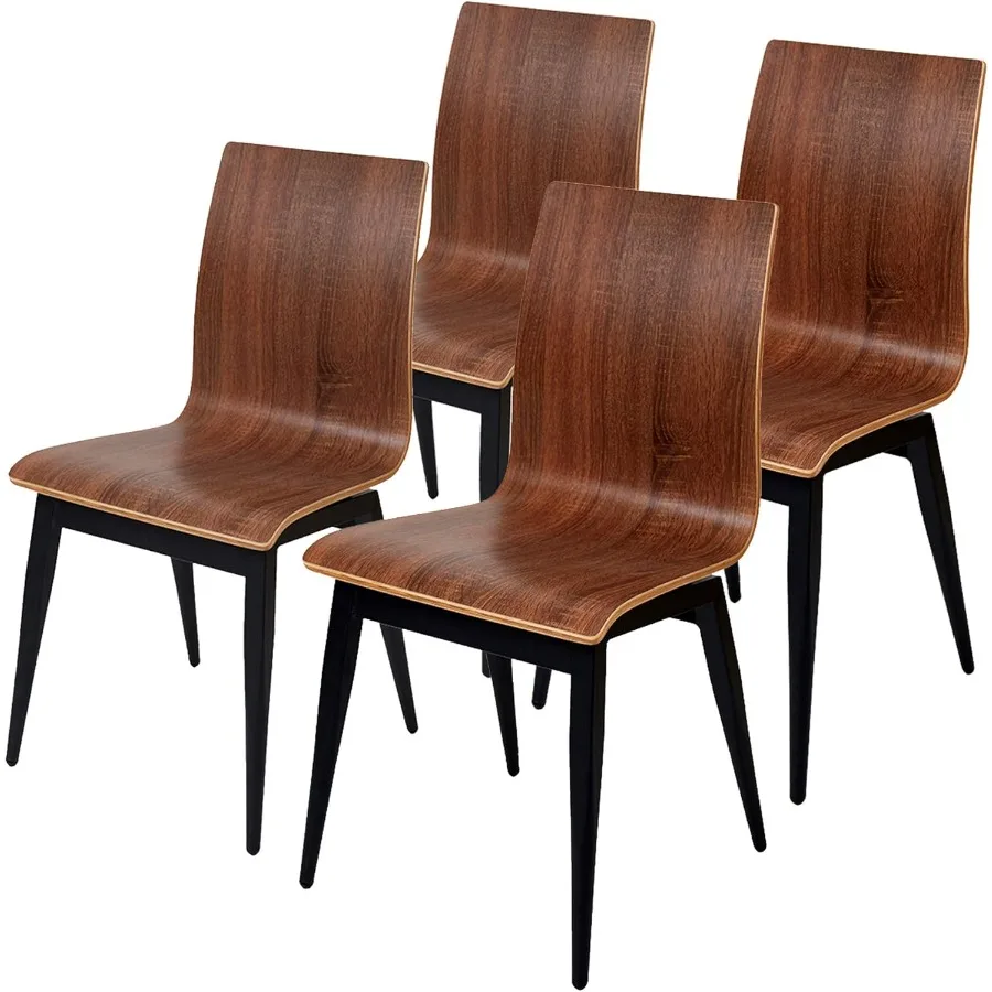 Stackable Bentwood Dining Chairs with Metal Legs Kitchen Restaurant Bistro Cafe Side Chairs,Set of 4(Dark Brown)