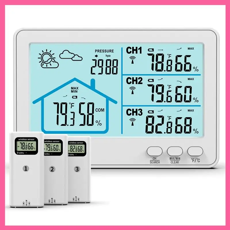 HOT-Rainproof Forecast Sensor Temperature Humidity Meter Wireless 433 Weather Station White