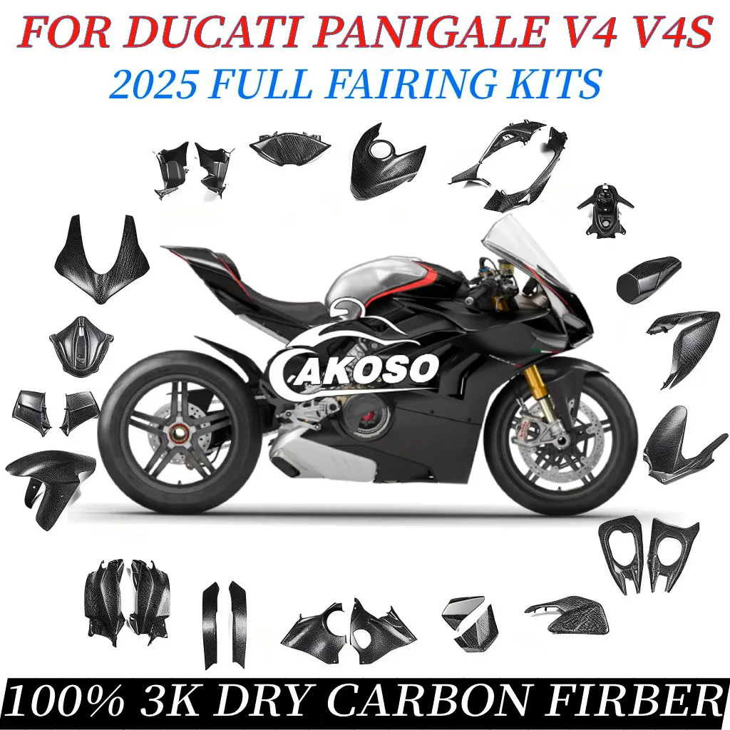 For DUCATI Panigale V4 V4S 2025 Carbon Fiber Fender Winglets Engine Exhaust Cover Fairing Kits Modified Motorcycle Accessories