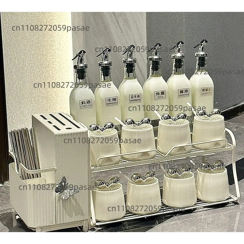 Kitchen Spice Jar Set, Household Spice Jars, Oil Bottle, Salt Shaker Storage Rack, Spice Rack