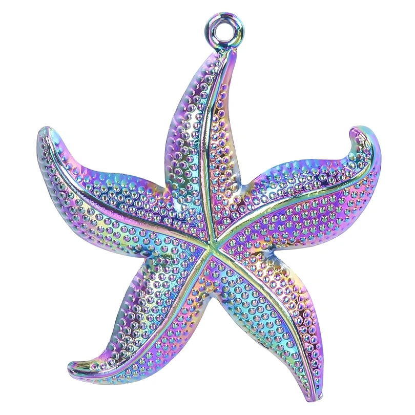 

10PCS Alloy Large Starfish Charms Pendant Rainbow Color Charm for Jewelry Making Necklace DIY Decorate Metal Materials Accessory