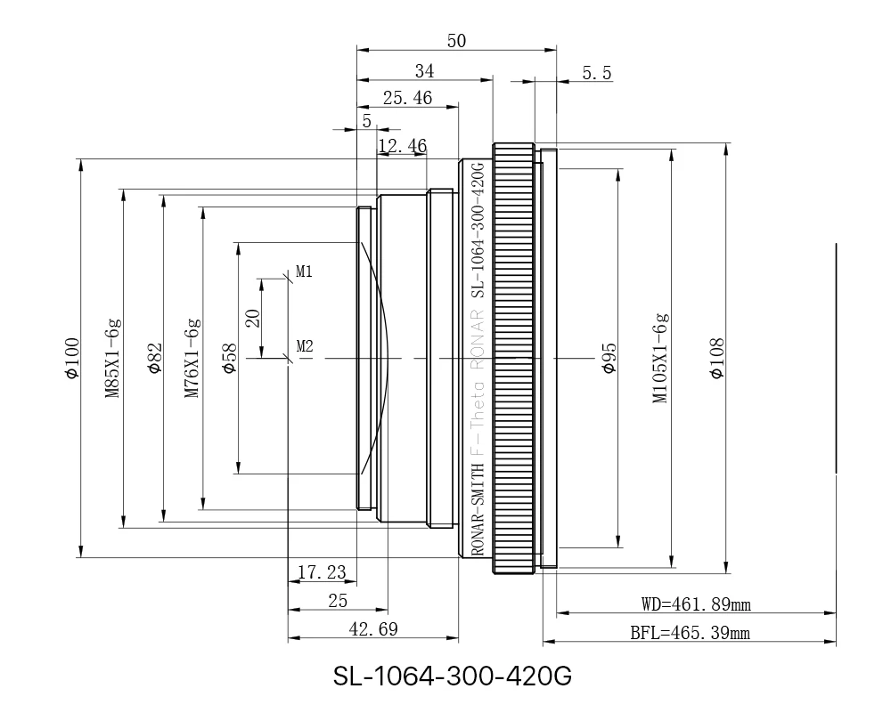 Opex f-theta Linse 300 nm m85 Gewindes can feld 70*70-300*420 Brennweite-mm nm yag Glasfaser-Laser markierung steil – Detail 12