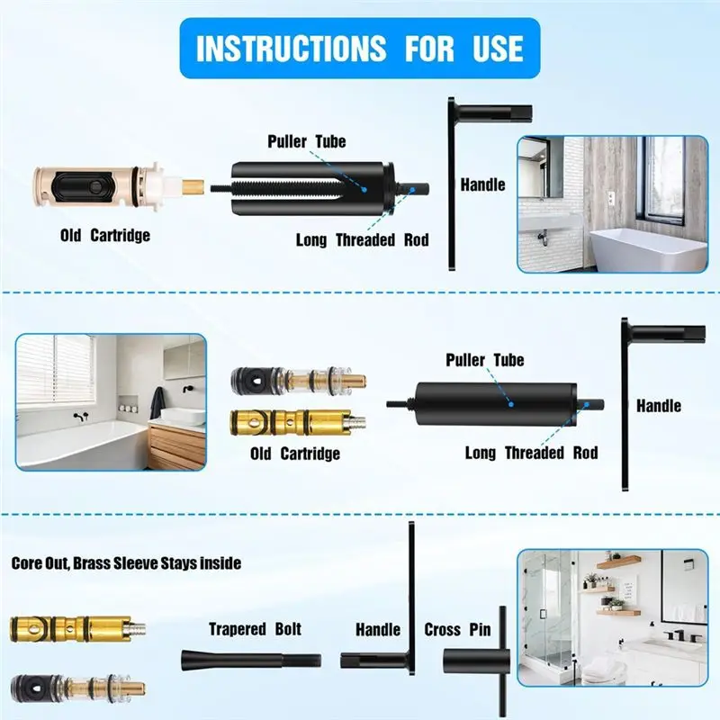 ABGH-Shower Core Removal Tool Rust Resistant Faucet Tool Durable Faucet Tool Faucet Removal Tool Faucet Tool