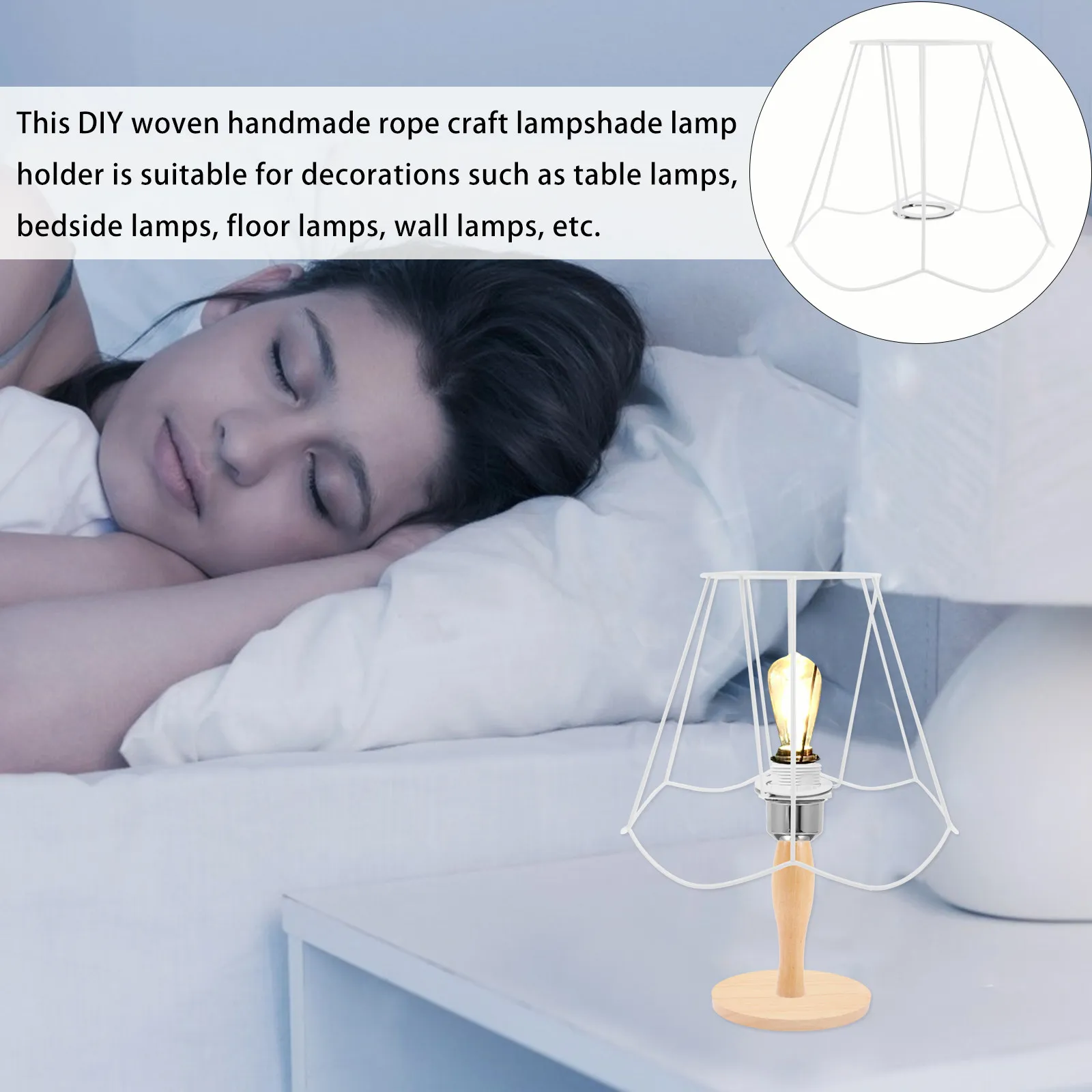 Lampshade Iron Frame Ring Fitter Sturdy Metal Support for DIY Lamp Shade Repair Table Floor Pendant Light Cage Wire Lamp Cover