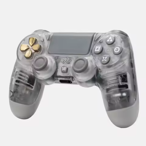 Transparent Wireless Controller for PS4/PC/Android/Steam, Game Gamepad with Hall Effect Six-Axis Vibration Motor