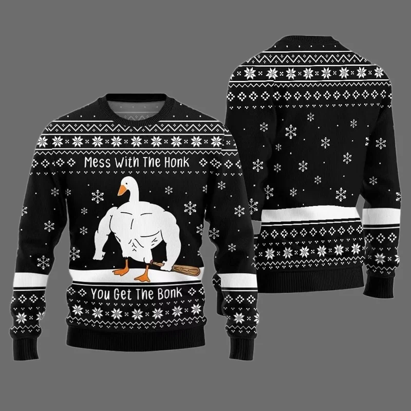 2026 متعة البط والأوز الكرتون ثلاثية الأبعاد مطبوعة سترة قبيحة الأسرة حفلة عيد الميلاد هوديي المتضخم الكبار الخريف/الشتاء #6