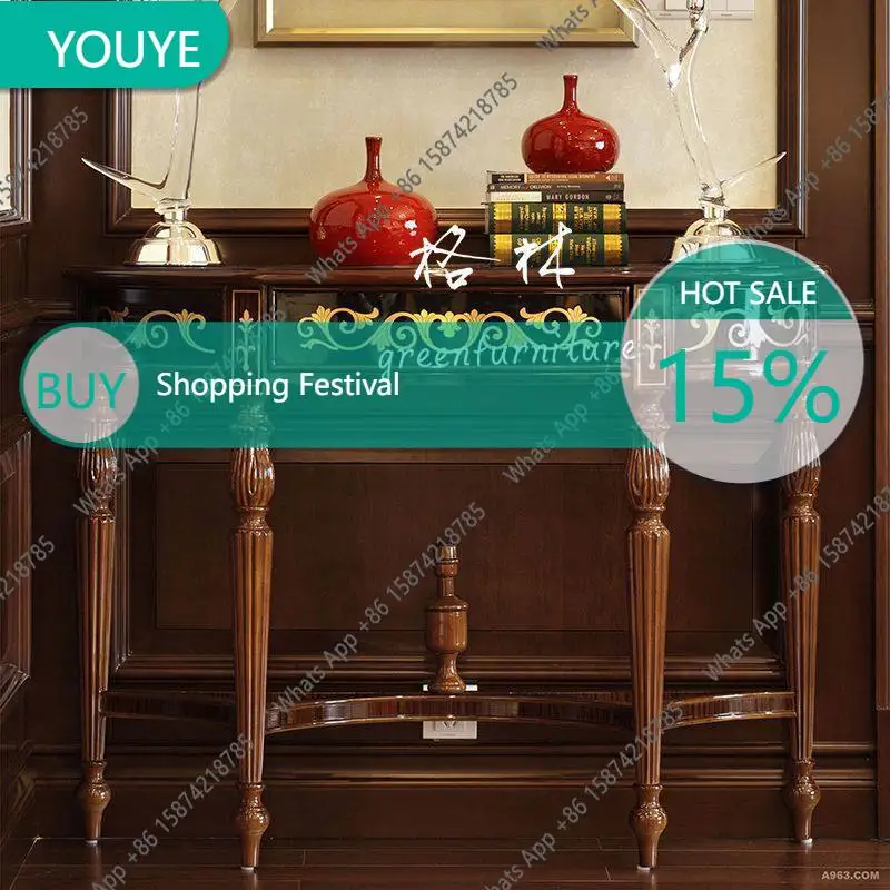

C French Retro Solid Wood Entrance Table/American Rural Semi-round Entrance Against The Wall/medieval Foyer Decorative Partition