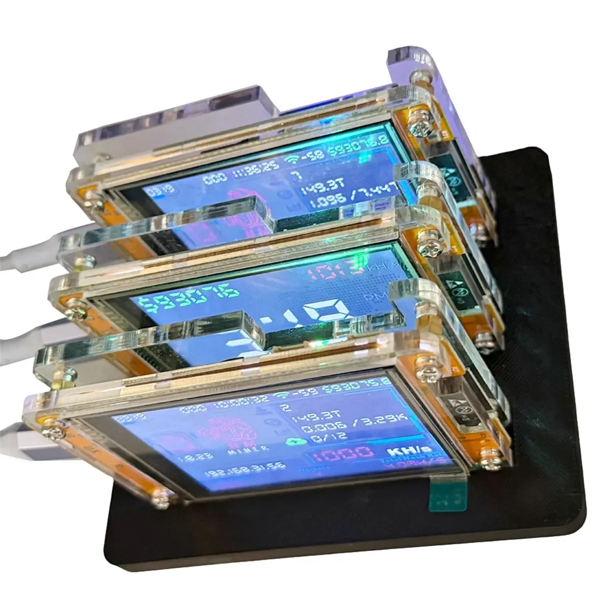 A86G NEW 3X 1000KH/S +3 Slots Stand Upgraded Harshrate 2.8 Inch Smart Display Bitcoin Crypto Solo Miner for Home