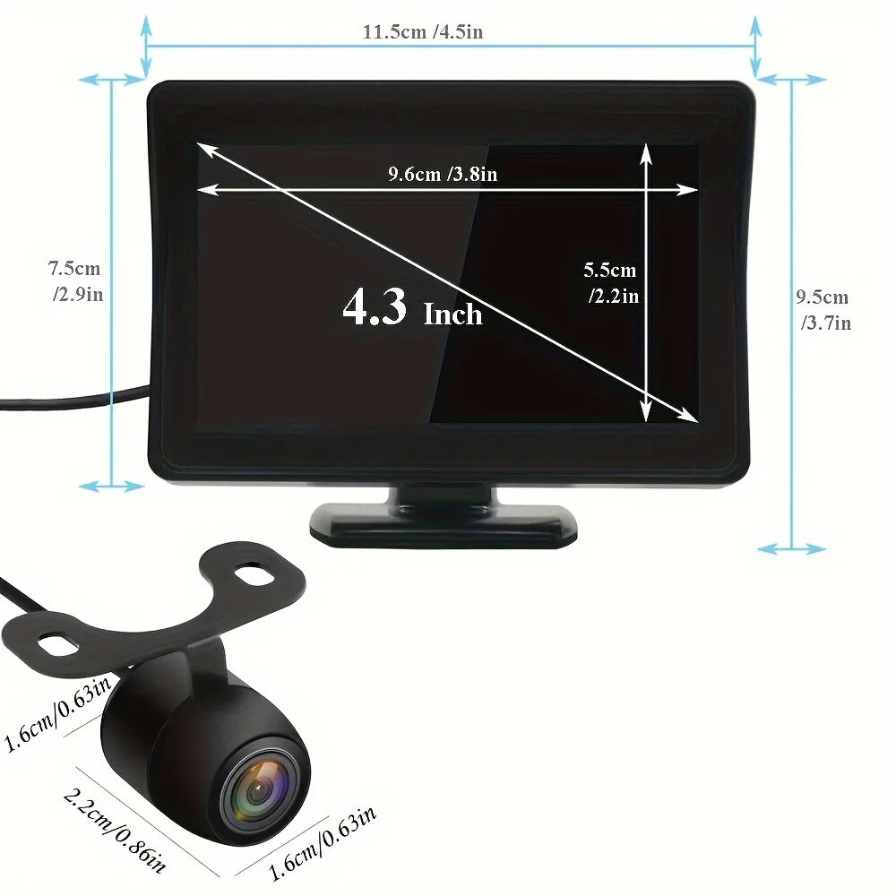 Wireless 4.3Inch Car Rear View Monitor LCD Video Parking Display for Vehicle Truck Van RV Reversing Backup Camera