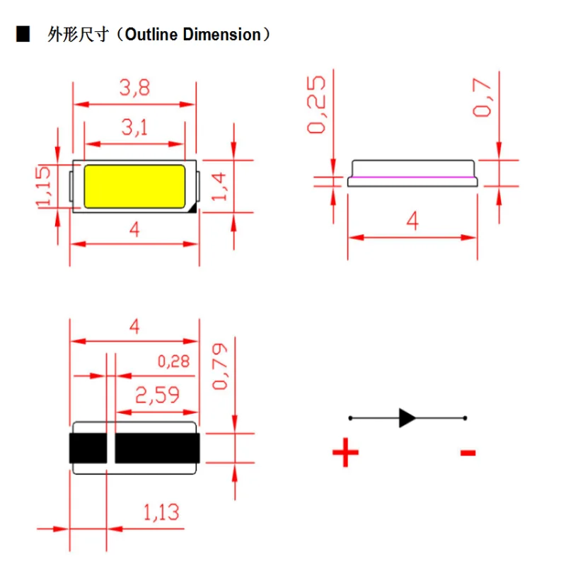 Imagem -05 - Smd Led 4014 0.2w Vermelho Azul Verde Branco Quente Amarelo Rosa Led Contas de Luz Diodo Emissor de Luz Alta Qualidade Brilhante 500 Peças