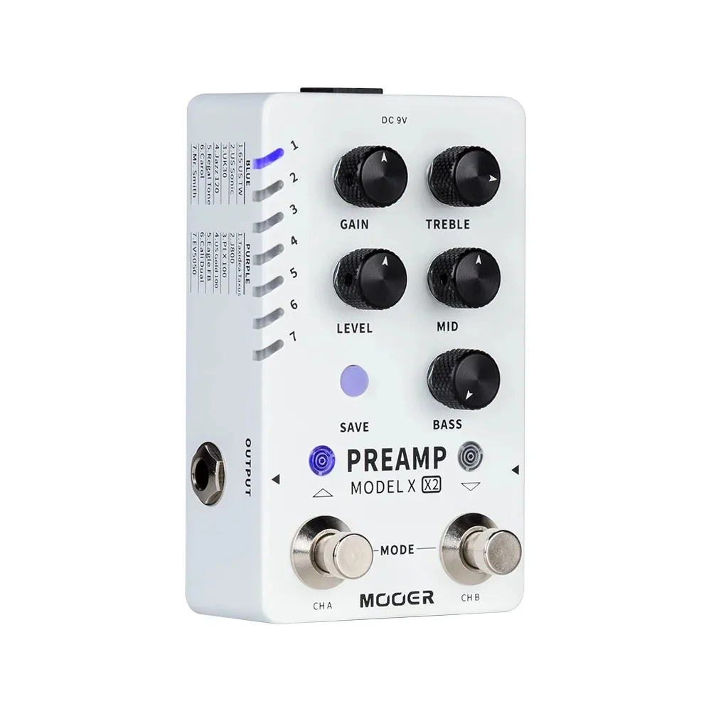 MOOER PREAMP MODEL X X2 Guitar Effects Pedal Digital Preamp Pedal Dual Channels 14 Preset Slots Built-in 3 Cabinet Simulation