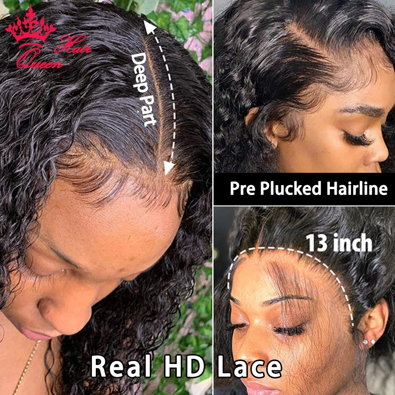 100% Real HD Lace Front Wigs Deep Wave Virgin Human Raw Hair Wigs For Women Lace Frontal Wigs Curly Wave lace front wig