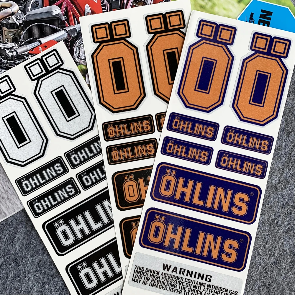 1SET OHLINS Moto Sticker Accessory Highly Reflective Suspension Modification Decoration Motorcycle Decal for Yamaha Kawasaki