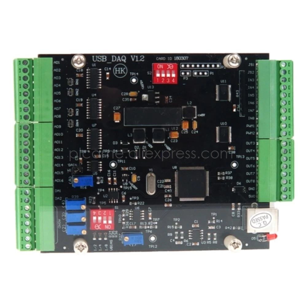 USB DAQ 16 SE/8 DIFF AD 2DA 12-bit 100Ks/s Analog Data Acquisition Module 16AI 2AO 6DI 6DO PWM Counter LabVIEW MATLAB Linux