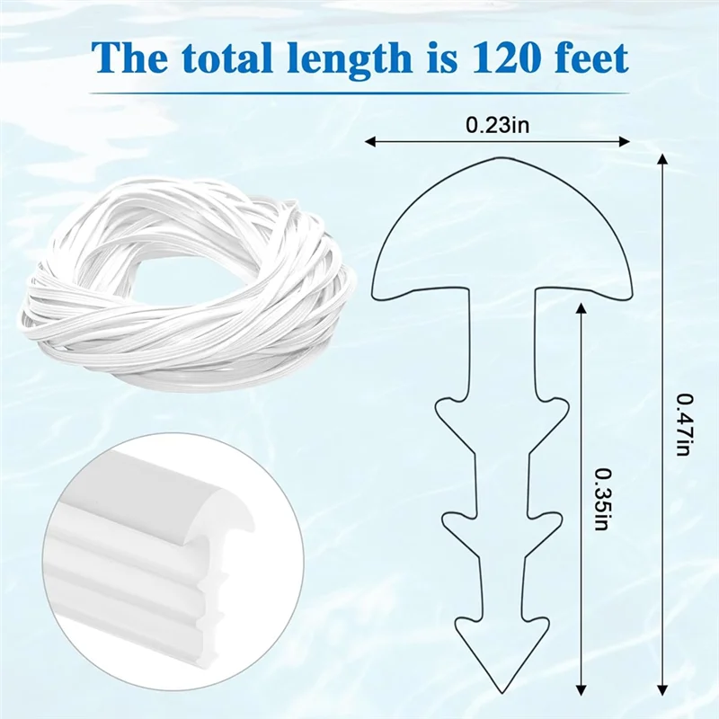 

B45C 120Ft Liner Lock T-Shape Beaded Wedge Roll For Inground Swimming Pool, Above Ground Pool Liner Patch Kit