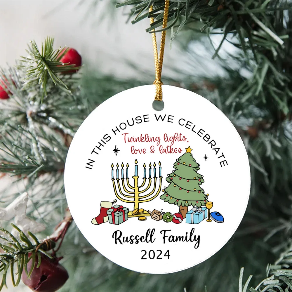 Hanukkah Christmas Ornament Personalized Interfaith Family Gift Christmas Hanukkah Chrismukah Interfaith Family Jewish Ornament