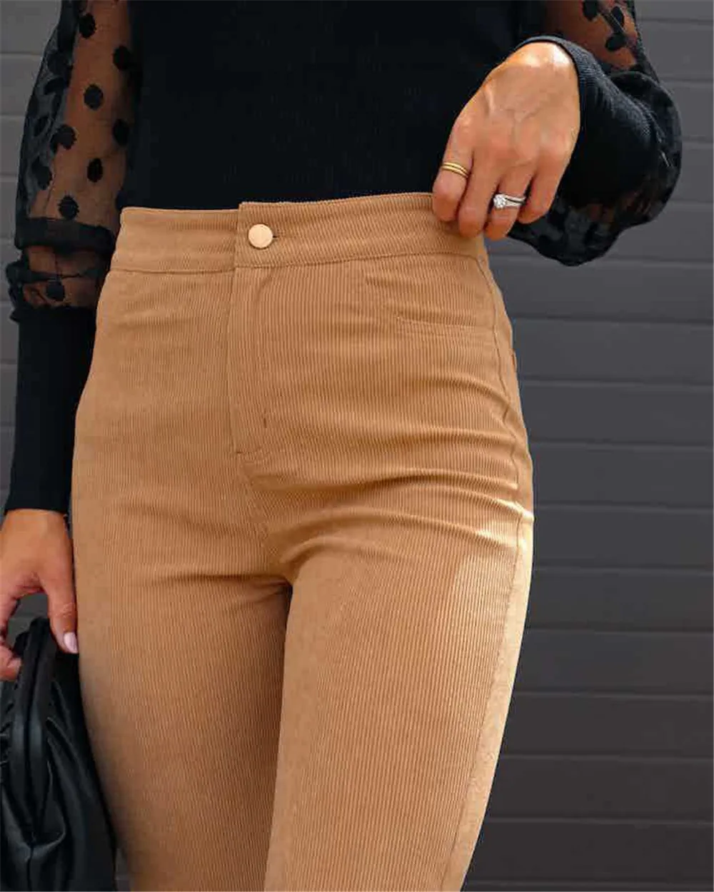 Corduroy Flare Pants Women Tall Girl 165 to 180cm Long Stretch Bell Bottom Trousers Vintage Flared Bottoms Weekend Outing ouc598