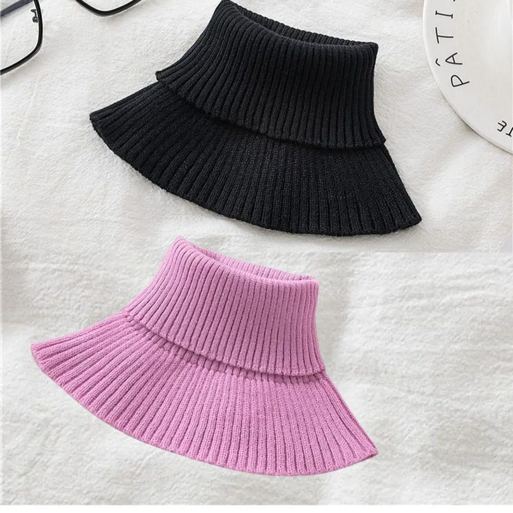 Women Warm Knitted Collar Scarf Turtleneck Neck Warmer Detachable Windproof Wrap Scarf Korean Autumn Winter False Fake Collar