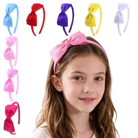 Solid Color Bowknot Headband Fabric Bow Hair Hoop Daily Party Birthday Photo Shoot Decorative Hairband