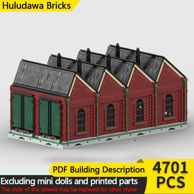 

City Street View Model MOC Building Bricks 2-Lane Locomotive Shed Modular Technology Children Holiday Gifts Assemble Toys Suit