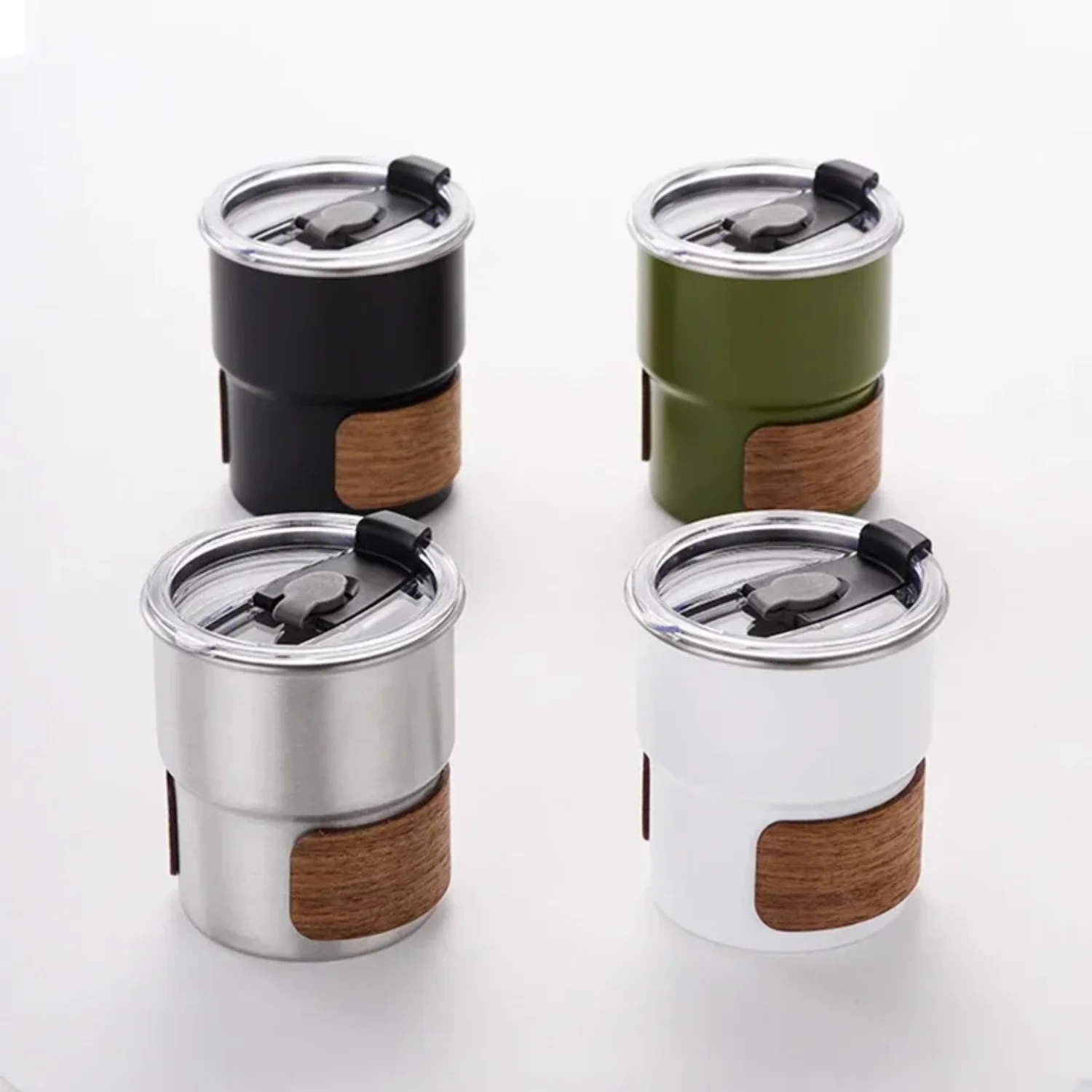 Tasse de Camping à café en acier inoxydable de 300ml, avec couvercle, Portable, résistante à la chaleur, pour pique-nique en plein air, bouteilles de pêche, tasses à café