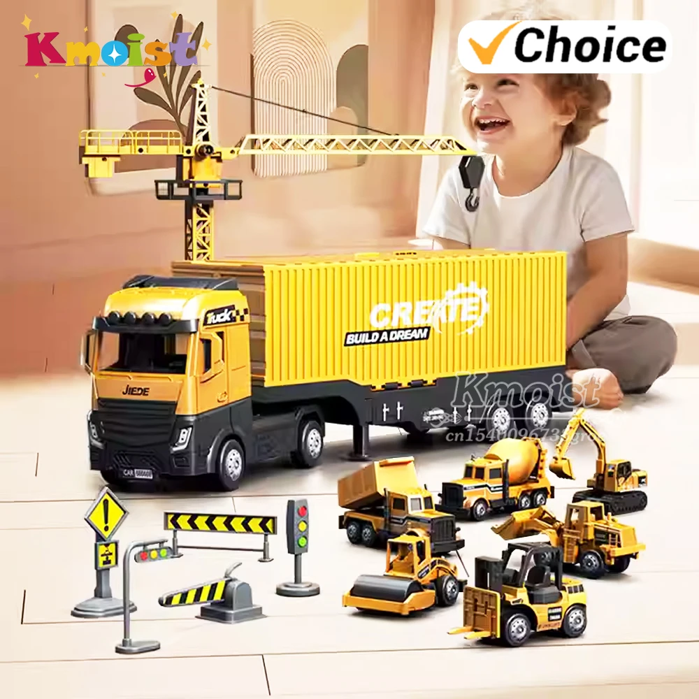 

Детский контейнерный грузовик, инженерный экскаватор из сплава, кран-грузовик, набор игрушечных автомобилей для хранения, модель игрушки для мальчиков, детские рождественские подарки