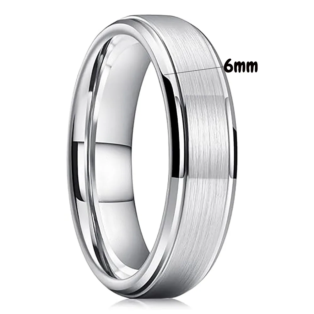 Classic 6/8mm Tungsten Mens Ring Surface Brushed Stainless Steel Ring for Women Wedding Band Couples Jewelry Accessories