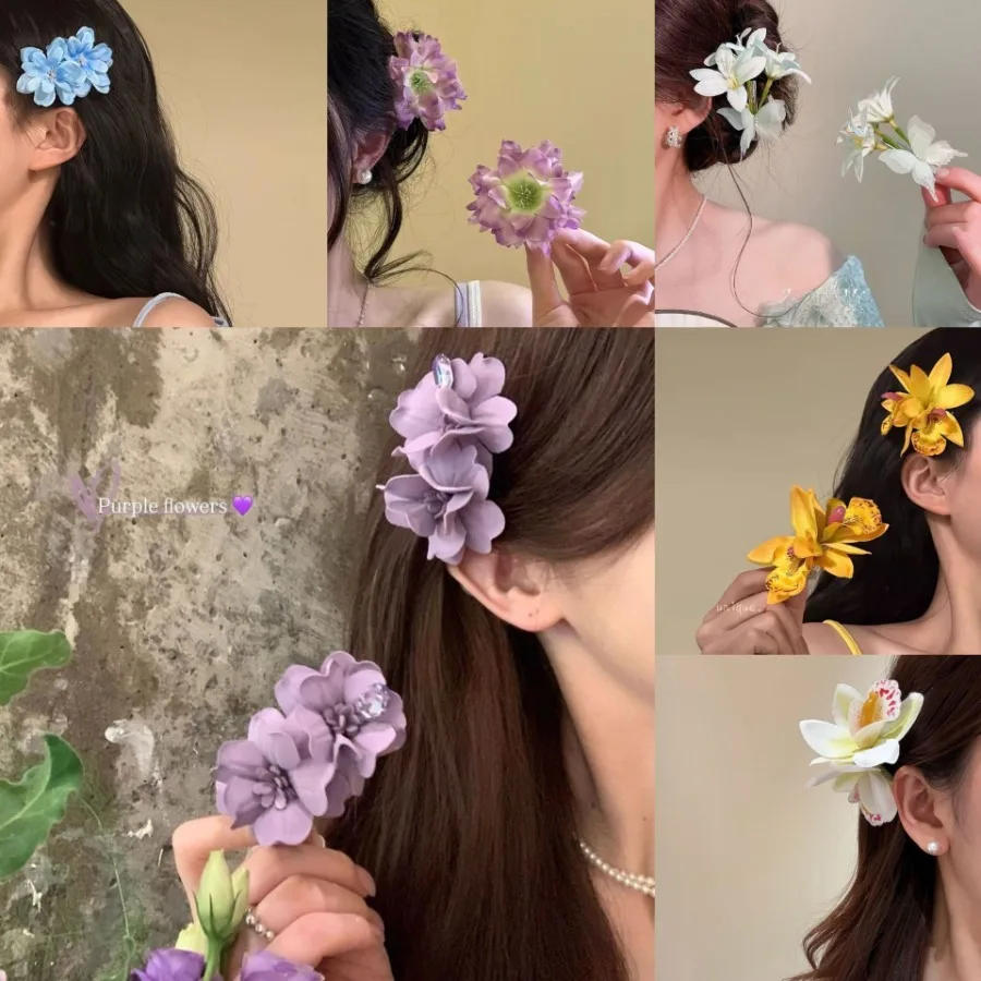 New Chinese-style sweet fabric flower hairpins high-quality exquisite duckbill clip fashionable temperament hair accessories de