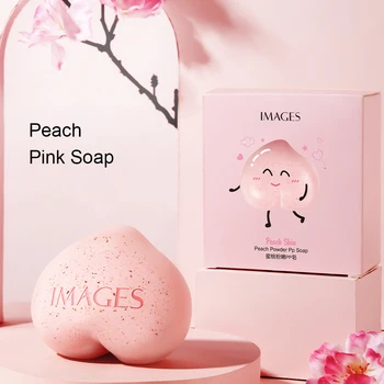 Jabón de limpieza Rosa melocotón, exfoliante blanqueador para cara y cuerpo, limpieza Hidratante Corporal, glúteos, cuidado de la piel, 90g, forma de corazón