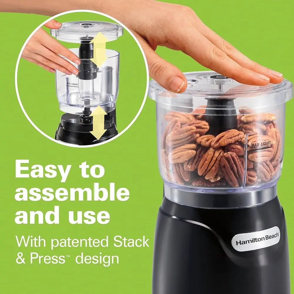 Electric Vegetable Chopper, 3-Cup, 350 Watts, Dicing, Mincing, Slicing, Black (72850)