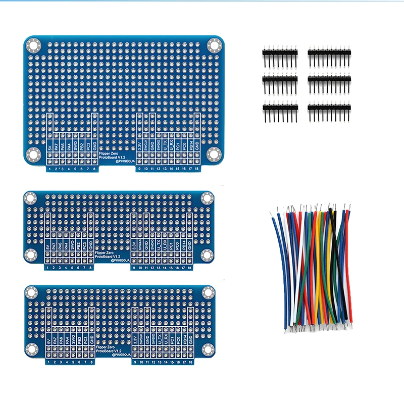 Flipper Zero Prototyping Board Kit – All-Black Breadboard Expansion Set with 1 Large and 2 Small Boards, Includes Matching GPIO