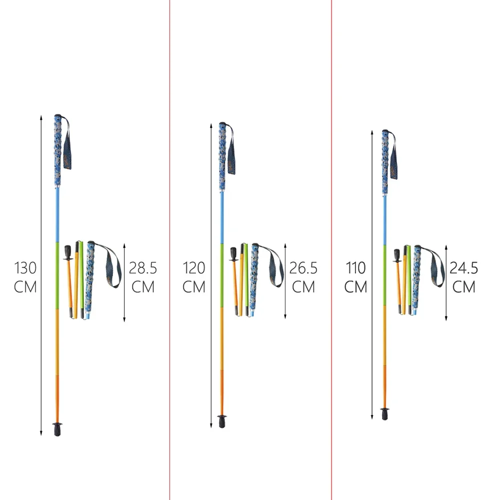 Kolorowa 5-częściowa składana kijki trekkingowe ultralekka kije trekkingowe przenośna pełne włókno węglowe zewnętrzna laski trzcina