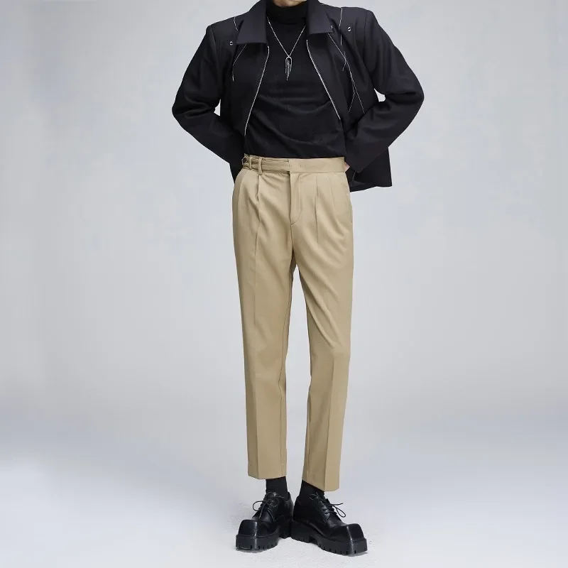 British Style Men's Slim Fit Business Casual Suit Pants Fashion Retro Designer Straight Leg Suit Pants Y2k Streetwear