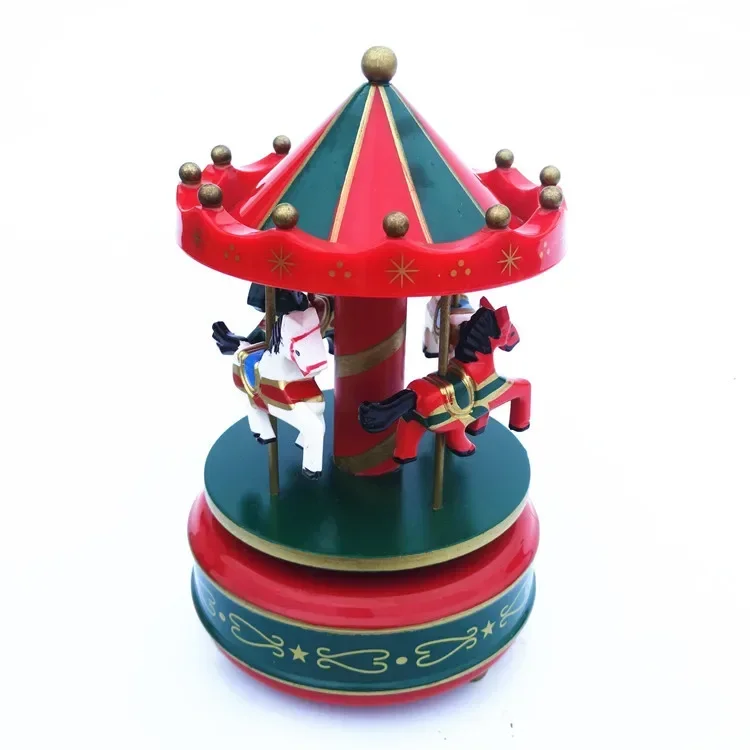 [Funny]  	Adult Collection Retro Wind up toy Metal Tin The Music carousel Mechanical toy Clockwork toy figures model  kids gift