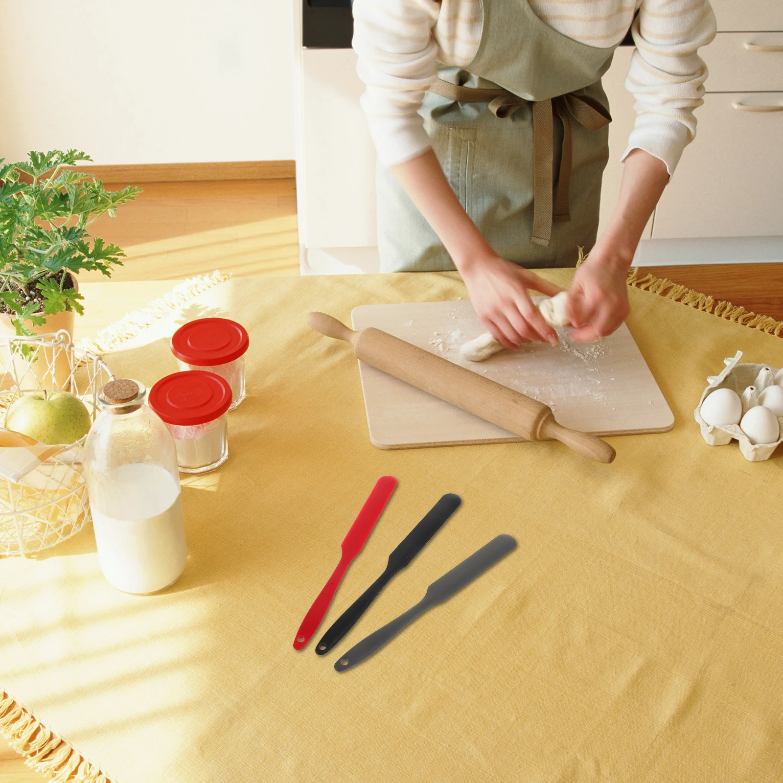 

3pcs Silicone Spatulas Cream Scraper Baking Tools Flexible Dough Tool Large Angle Grips Kitchen Cake Accessories