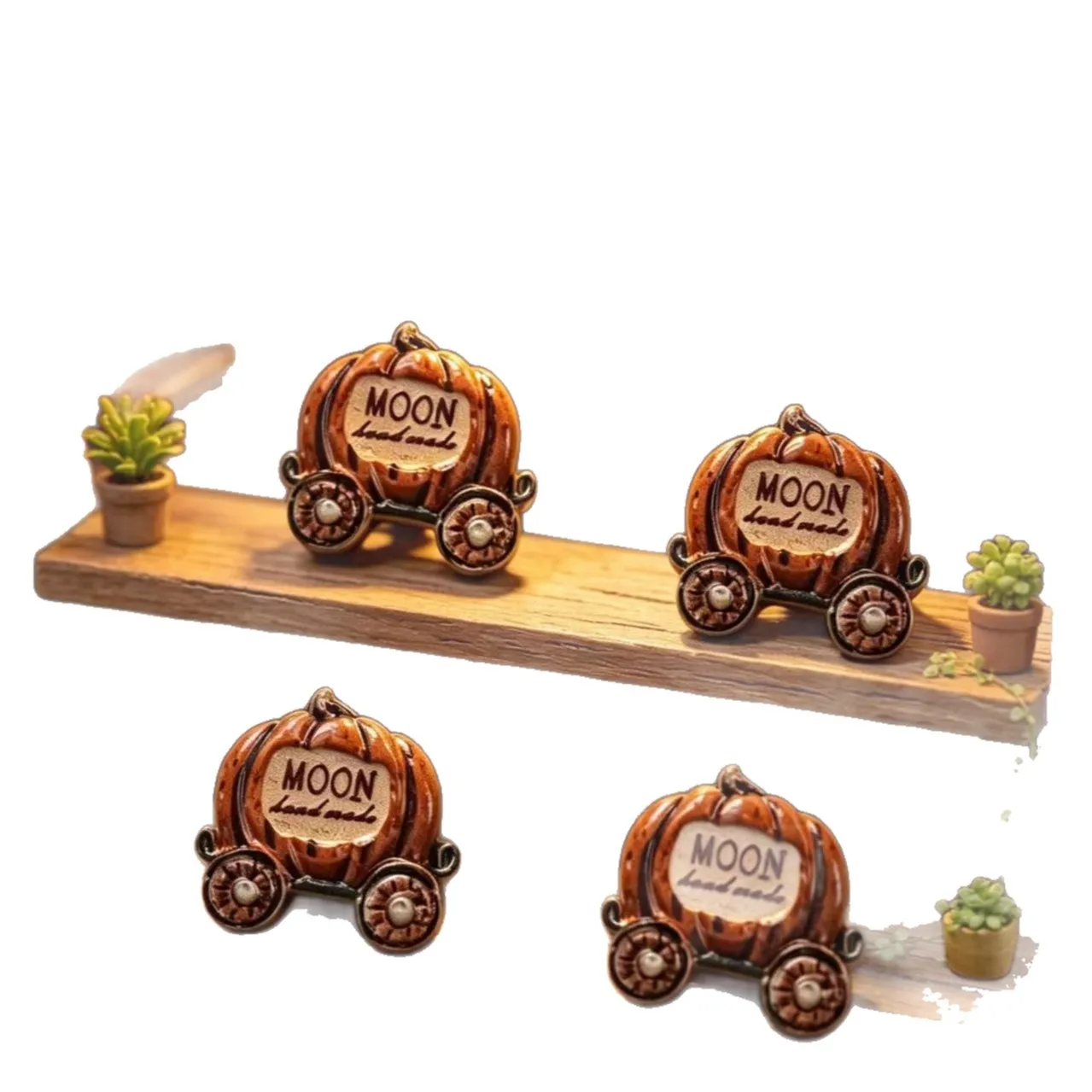 100pcs Cute Cartoon Pumpkin Cart Resin Flatback Cabochon Simulation Food Play Miniature Scene Micro Scene DIY Accessories