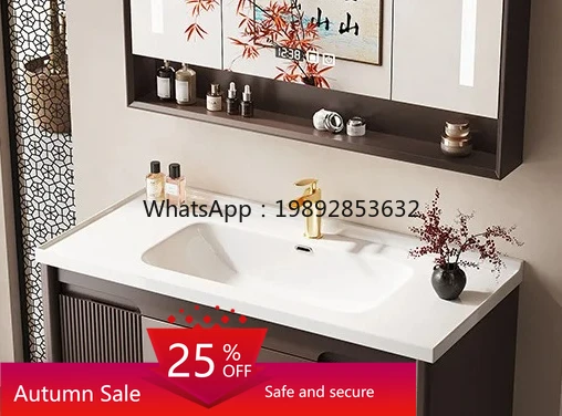

bathroom cabinet combination ceramic integrated basin solid wood bathroom washbasin