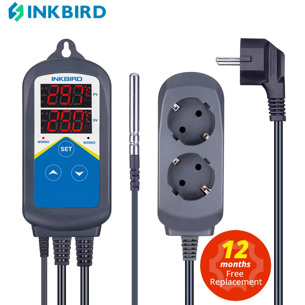 

INKBIRD Heating Temperature Controller Pre-wired ITC-306T Digital Thermostat Controller Without Cooling Controlling For Pet Seed