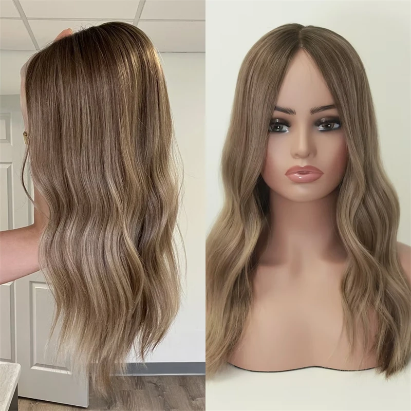 Small Large Size Ombre Blonde Brown Highlights Synthetic HD Lace Front Wig for Women Preplucked Hairline Party Daily Cosplay Wig