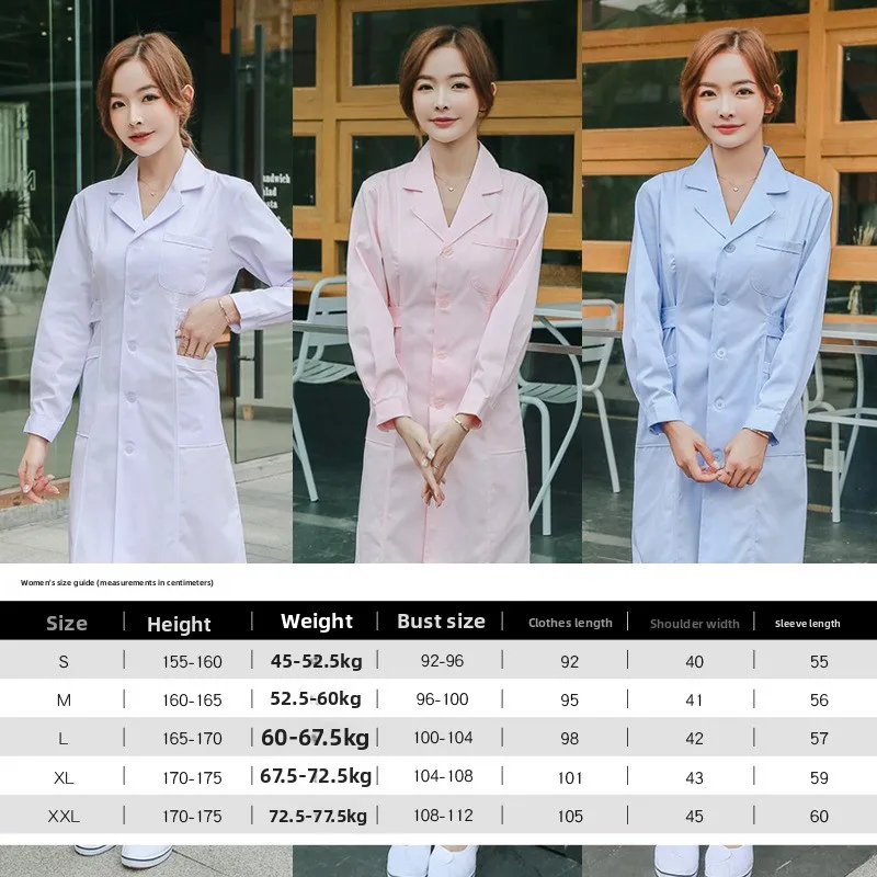 Uniforme de enfermeira rosa de manga longa feminino inverno engrossado manga curta verão fino farmácia hospital workwear jaleco