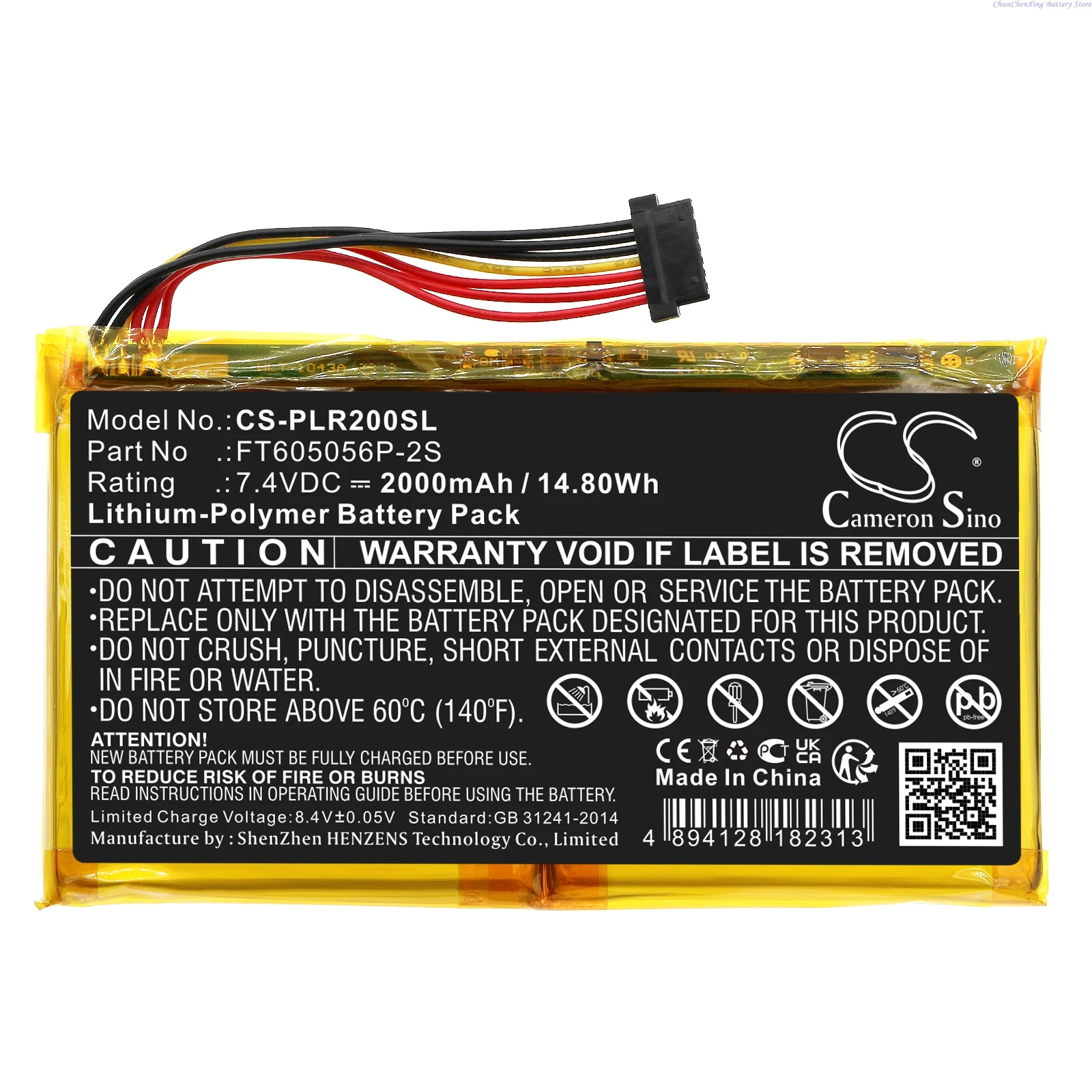Cameron Sino 7.4V 2000mAh Replacement Photo Printer Battery FT605056P-2S for Polaroid Pop, Pop 2.0, POLPOL1PK +TOOL