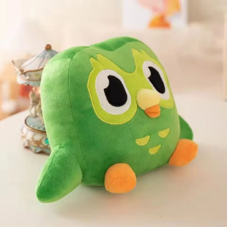 Zielona pluszowa sowa Duolingo dla dzieci, Duo Plushie, Sowa z kreskówki, Lalka sowa anime, Miękka pluszowa zabawka, Prezent urodzinowy