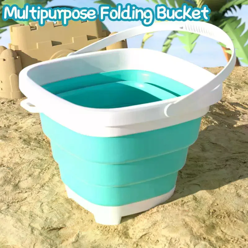 Beach Sand Play Water Set Folding Bucket Summer Outdoor Fishing Camping Tools Car Washing