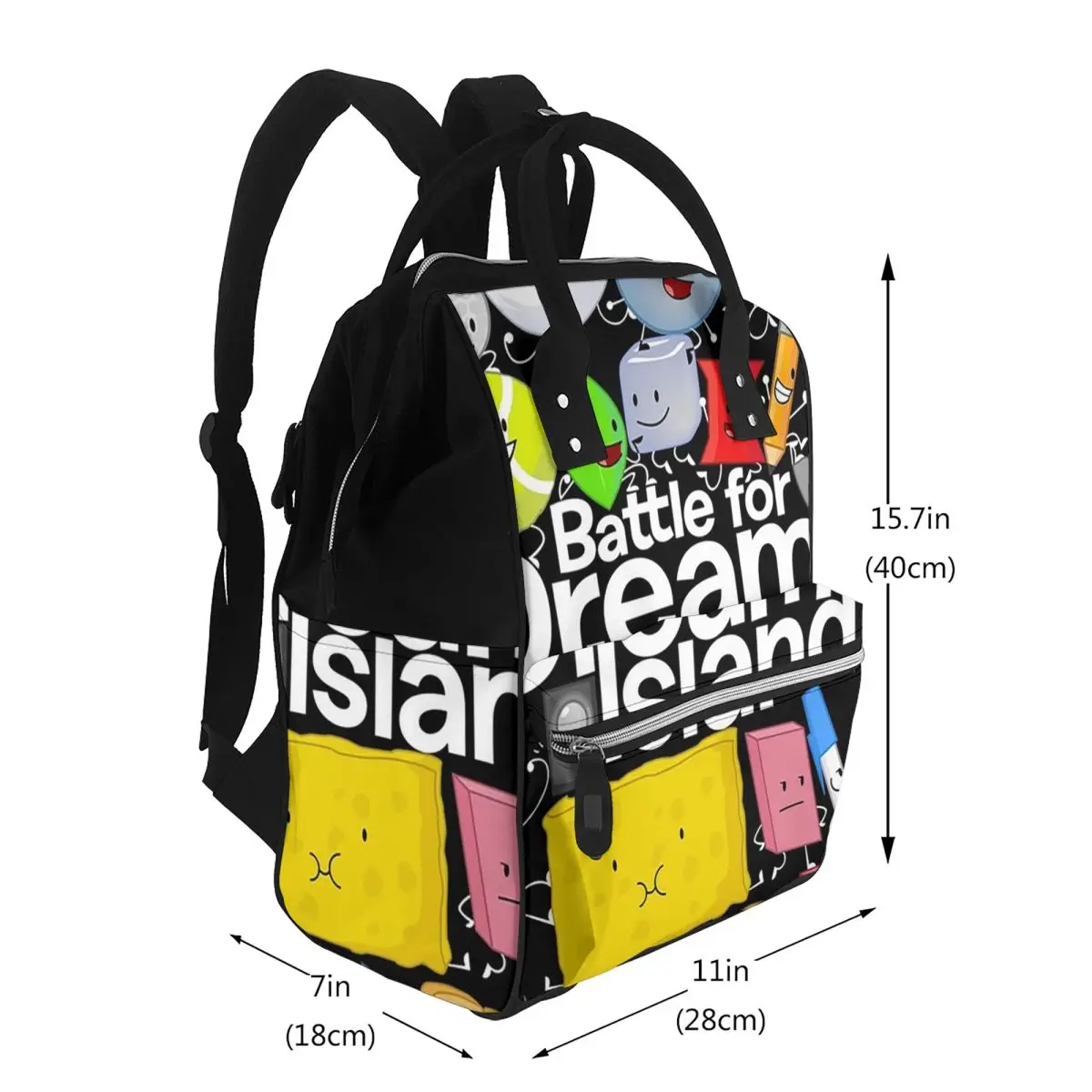 BFDI Poster Black Student Backpack School Bag Hiking Travel Daypack for Men Women Bookbag Shoulder Bags