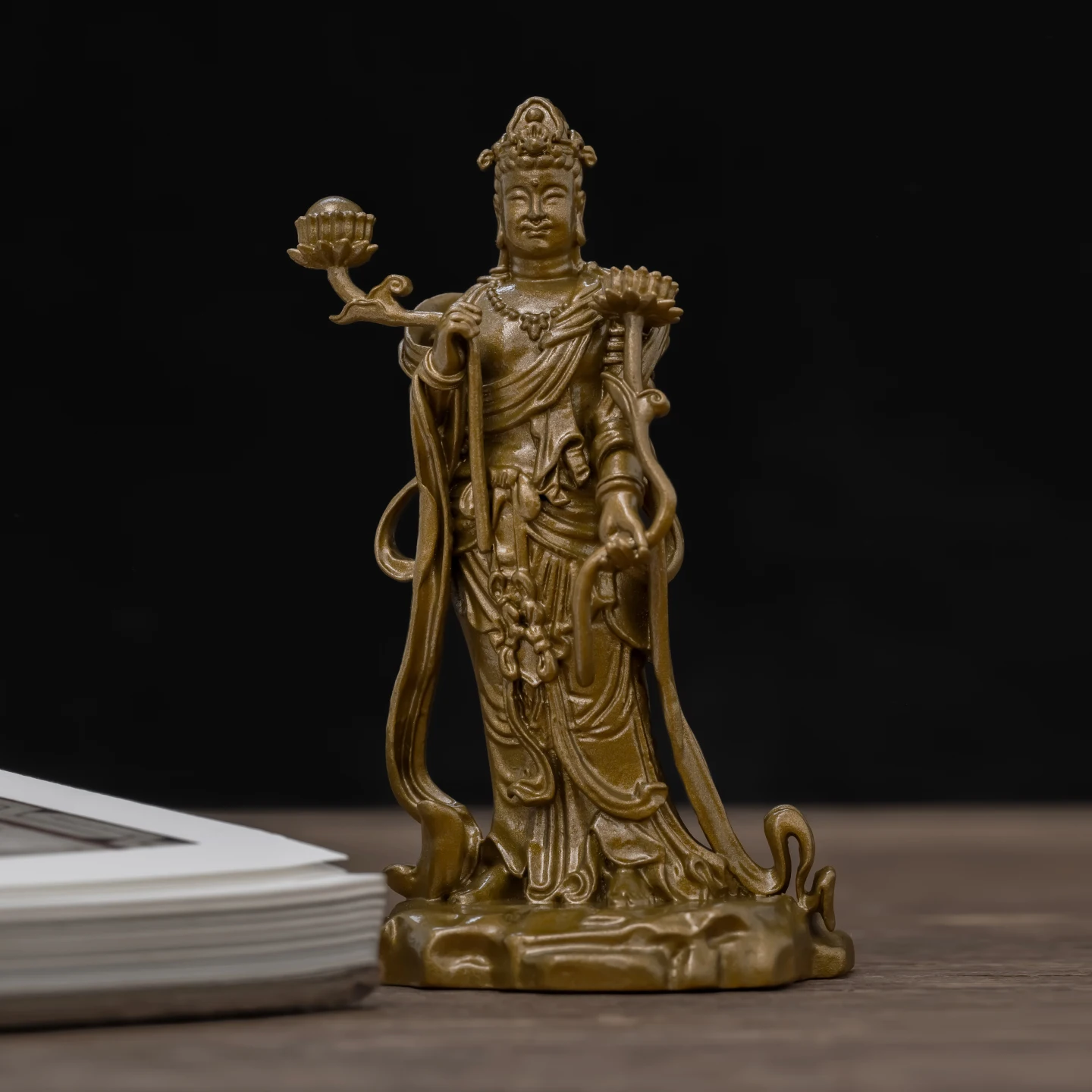 Brass Aditya Statue Twelve Devas Heavenly Guardian 8.2cm Portable Desktop Feng Shui Meditation Home Decor Spiritual Gift