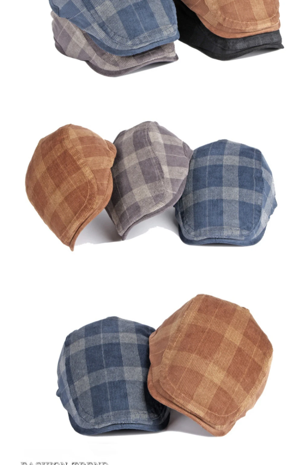HT4610 Herren- und Damen-Baskenmütze, Vintage-Künstlermütze, karierte Baskenmütze, verstellbare Ivy-Flatcap für Männer und Frauen, Cord-Baskenmütze für Frühling und Herbst – Detail 3